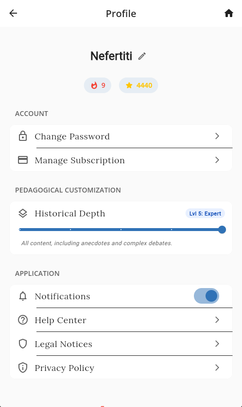 Difficulty slider in profile